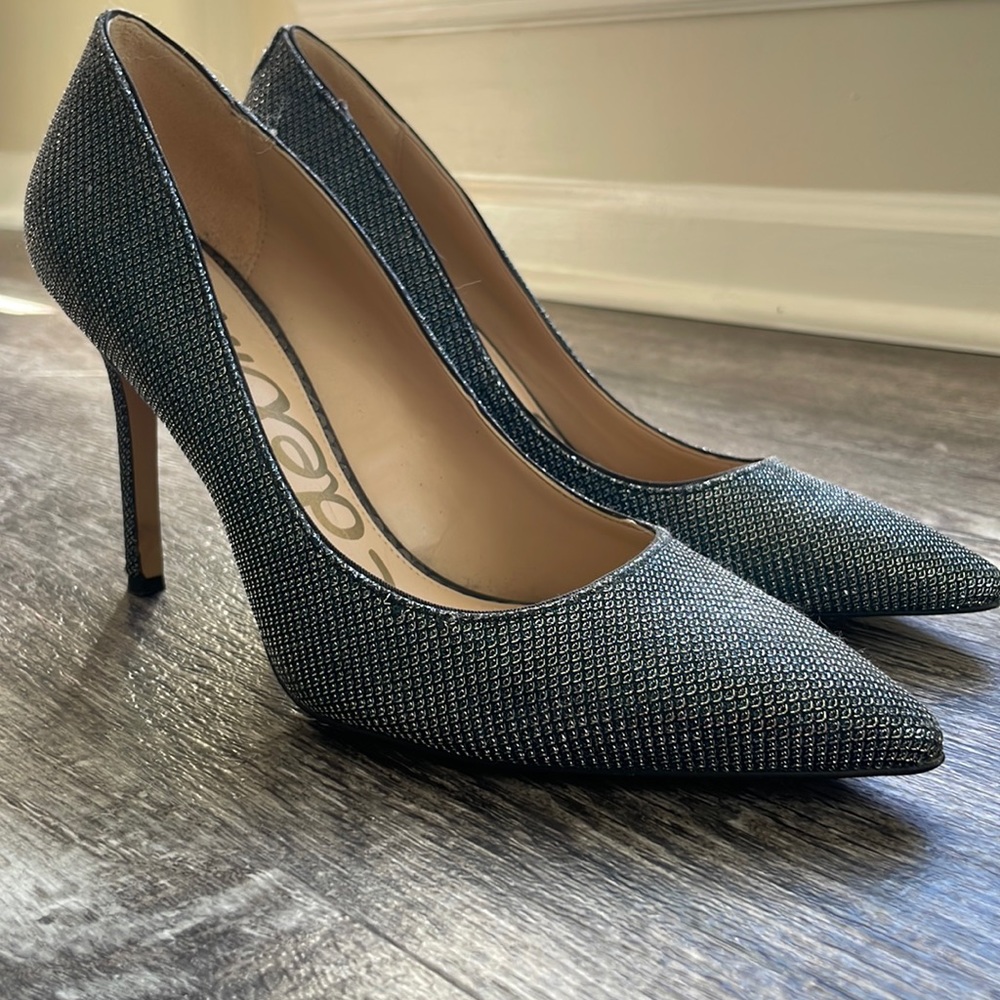 Blue sparkly high heels